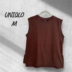 UNIQLO エアリズム ノースリーブ Tシャツ M 春　夏　ブラウン　シンプル