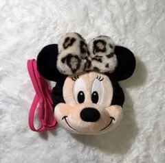 ミニーマウス ポーチ フェイクファーリボン付き