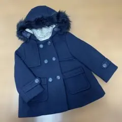 ZARA Baby フード付きウールコート ネイビー 92