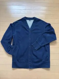 ユニクロ　カーディガン インディゴ　羽織り　ポケット付き　ブルー　Lサイズ