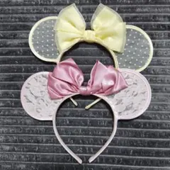 ディズニー ミニー カチューシャ レース 2個セット イエロー ピンク