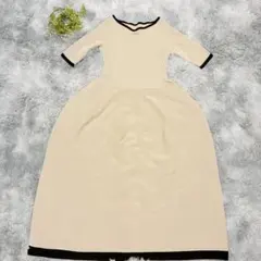 マイストラーダ 38 M ニットワンピース 配色 リブ フレア ベージュ デート