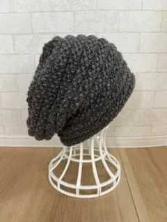 【Uta Mako様専用品】かのこ編みのワッチキャップ　グレー　ハンドメイド