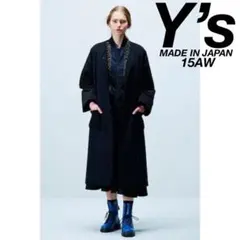 希少 15年製 ワイズ ウール ニットドッキング デザイン ノーカラーコート 1のサムネイル