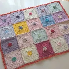 モチーフ編み マルチカバー 手編み ブランケット グラニースクエア 目隠し