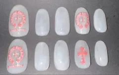 チップ クロムネイル クロス ギャルネイル 白 つけ爪 現品痛y2k地雷系