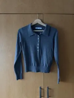 ZARA ポロニット 長袖 グレー