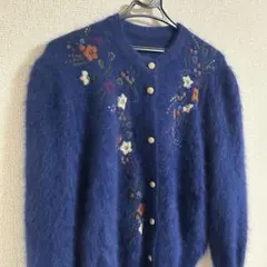 ヴィンテージ 花刺繍ニットカーディガン USED vintage