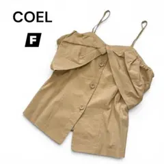 COEL コエル 総レースオープンショルダーブラウス F 黒 袖リボン 