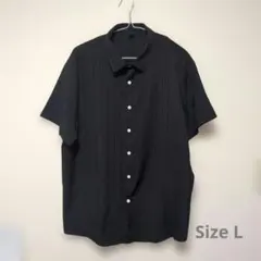 黒 透かしストライプ 半袖シャツ サイズL