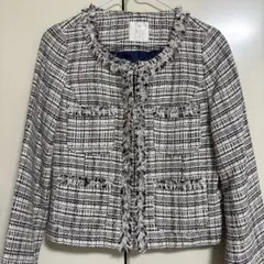 AG ノーカラー ツイードジャケット