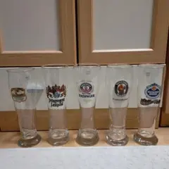 ドイツのビールグラス 5個セット ロゴ入り