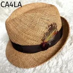 CA4LA カシラ カンカン帽 麦わら帽子 リボン 赤 日本製 - メルカリ