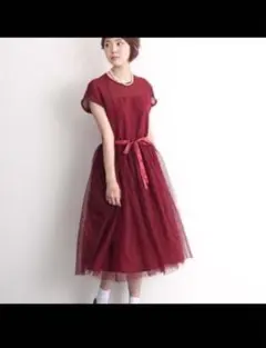 デコルテシースルーチュールスカートワンピース