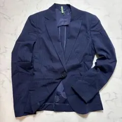 ザスーツカンパニー　ジャケット　【M】38　ネイビー　ストライプ　クールマックス