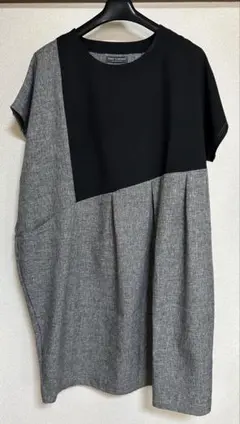美品FASHION MESSAGE 半袖ドレープトップス ・ワンピース黒・グレー