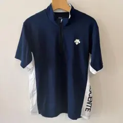 ネイビー ハーフジップ ポロシャツ L