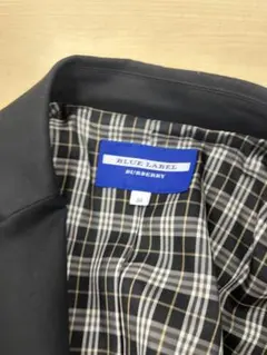 バーバリーブルーレーベル テーラードジャケット 裏地チェック 黒 38