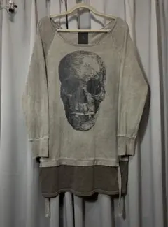 ROCKISM ロングスリーブTシャツストリート系 スリットデザイン グレー系