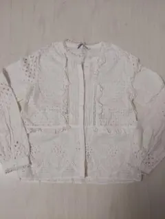ZARA ザラ ホワイトフリル刺繍長袖ブラウス