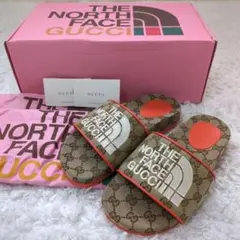 新品✨グッチノースフェイス　コラボ　サンダル　スライドサンダル　GG　オレンジ