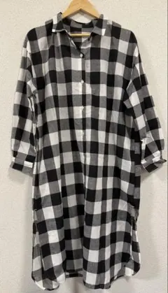 earth music&ecology チェック ワンピース 白黒 フリーサイズ