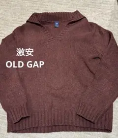最安90s OLD GAP 襟付きコットン混ニット L えんじ オールドギャップ