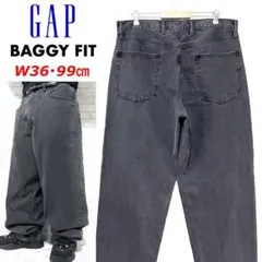 GAP BAGGY FIT 極太 バギージーンズ ウォッシュドブラック W36