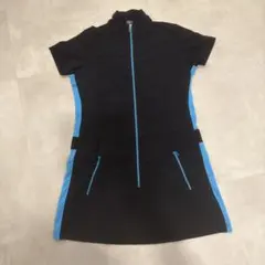 Kolwin レディース ゴルフワンピース ブラック×ブルー LL