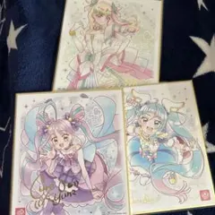 3枚プリキュア キュアズキューン　スカイ、キュンキュン色紙art7 色紙