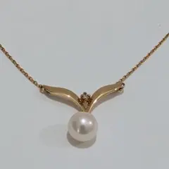 MIKIMOTO ミキモト パール ネックレス K18 ダイヤ 9022 - メルカリ
