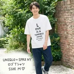 UNIQLO テキストプリント Tシャツ ホワイト　43cm肩幅 Mサイズ