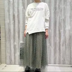 チェック×ドットチュールスカート