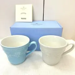 ウェッジウッドWedgwood マグカップ 2個セット 水色白　ペアマグカップ