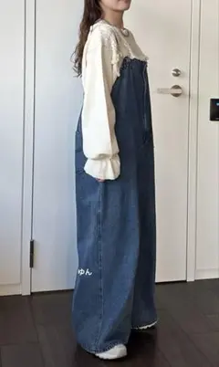 サマンサモスモス オーガニックコットン デニムサロペット