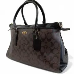 正規品 コーチ COACH ハンドバッグ シグネチャー PVC レザー ブラウン