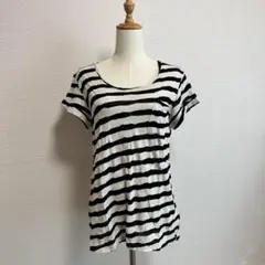 theory 太ボーダー柄半袖Tシャツ（S）グレー系のサムネイル