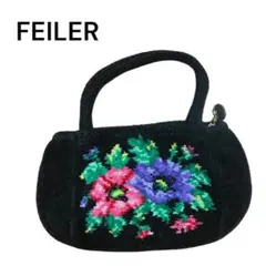 FEILER ミニハンドバッグ 花柄 ブラック シュニール織 ポーチバッグのサムネイル
