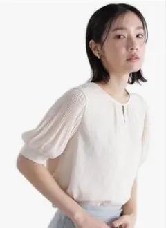 メタルポイント楊柳プリーツブラウス ad8-877