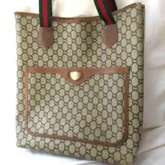 希少 GUCCI GG PLUS トートバッグ 大容量 A4可 シェリーライン