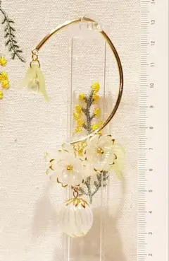 ハンドメイド 桜のモチーフの大人かわいいイヤーフック