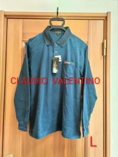 【CLAUDIO VALENTINO 】♡冬暖か♡ フリース風　ポロシャツ　 L