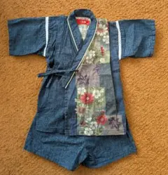 キッズ甚平100サイズ 綿100% 日本製　お祭り　花火大会