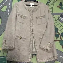 Spick and Span ノーカラーツイードジャケット ベージュ系 38のサムネイル