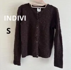 INDIVI インディヴィ ブークレニットカーディガン 長袖 S えんじ色