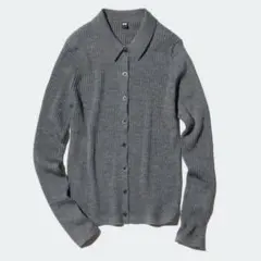 メリノリブポロカーディガン 3xl グレー