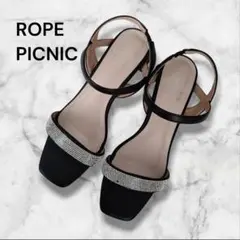 ROPE PICNIC ラインストーン ストラップサンダル ブラック 23cmのサムネイル