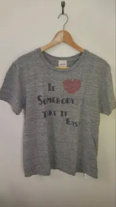 メッセージプリントTシャツ グレー 半袖　Ｌ