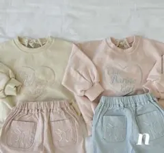 韓国ninibello ロゴトレーナー ピンク　XSサイズ