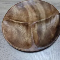 木製 仕切り付き丸皿